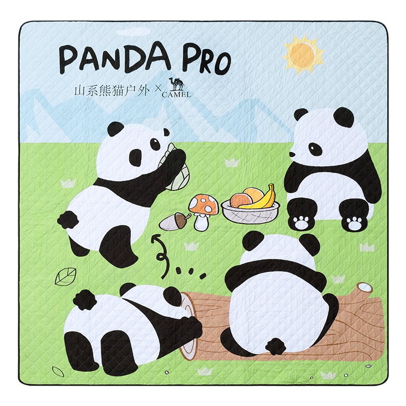 CAMEL Panda Picnic Mat, Thickened Camping Tent Moisture-Proof Ground Mat, Ludo Board, Children's Spring Outing Mat, Floor Mat
