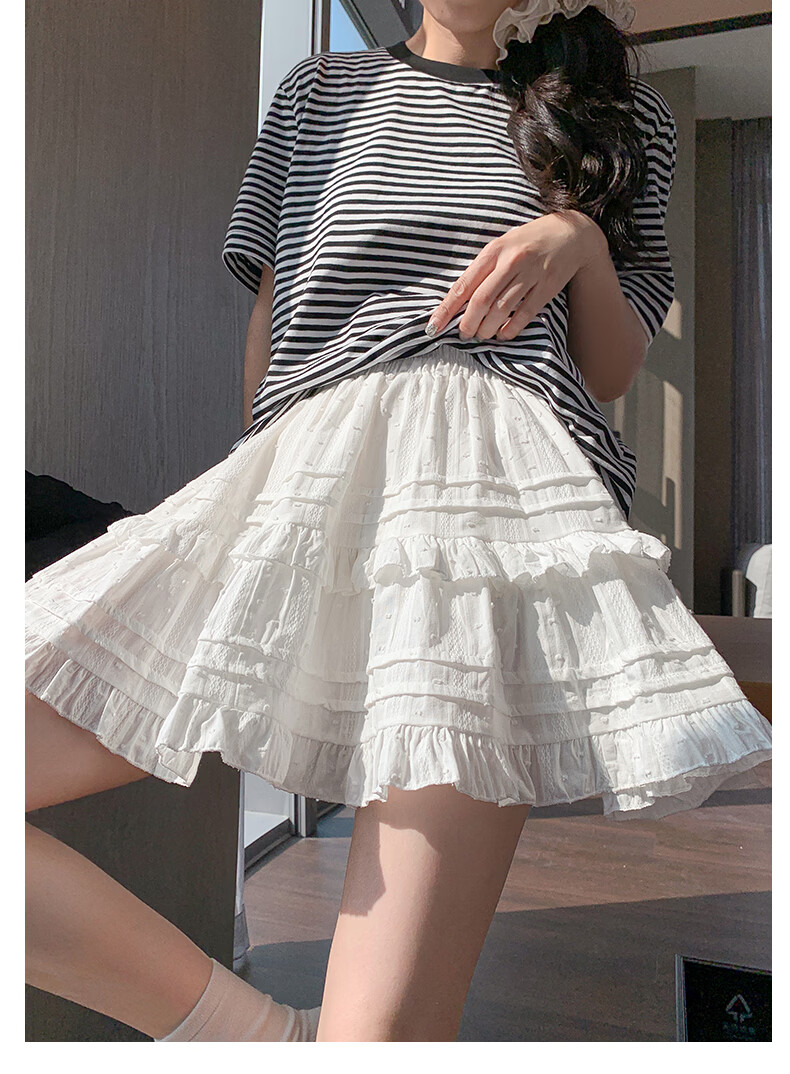 Borui Lace Short Skirt Women's Spring Summer 2026 New Puff Cake Skirt A-Line Ballet White Half Skirt 11