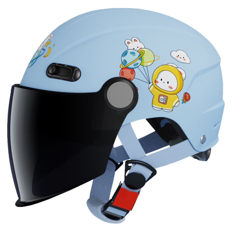 FOREVER 3C Certified Kids Helmet Boys Girls 3-12 Years Half Helmet 6-12 Years Cartoon Cute Baby Safety Hat Four Seasons Summer Sun Protection 105 Light Blue [Sunshade Long Visor]