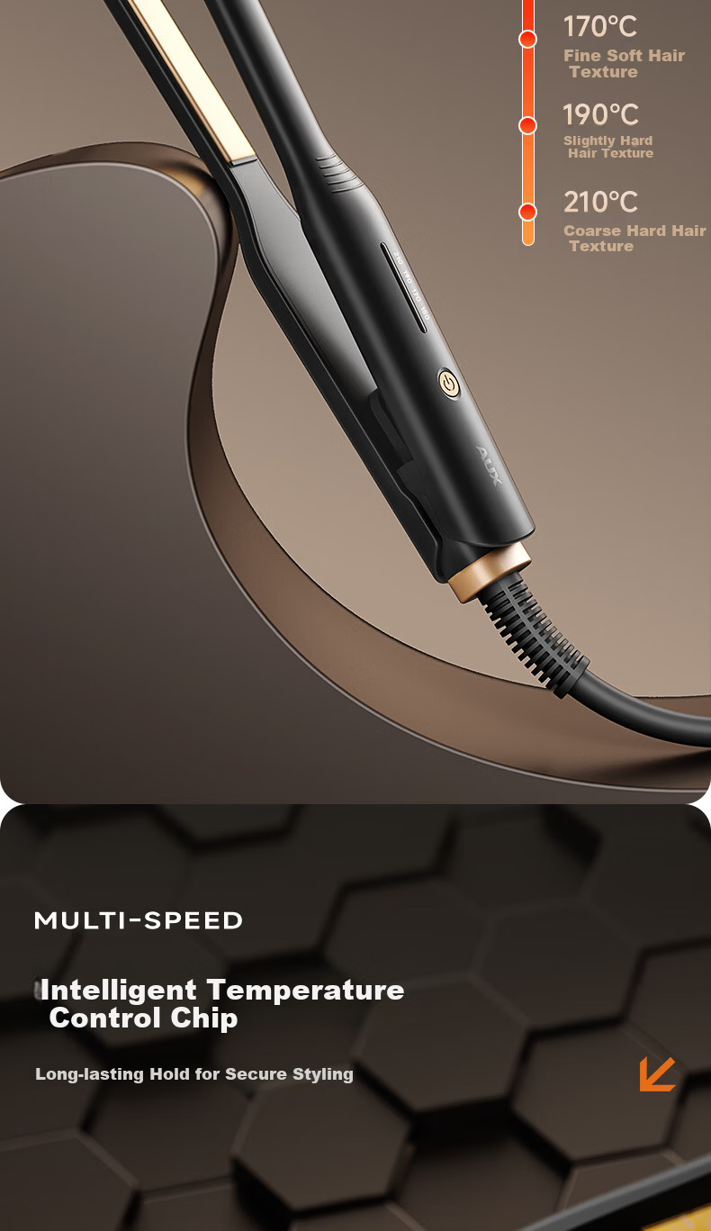 AUX Men's Volumizing Hair Straightener and Curler 13mm Dual-Use Negative Ion Flat Iron for Short Hair, Heat Protection Curling Iron, Boyfriend Gift 12