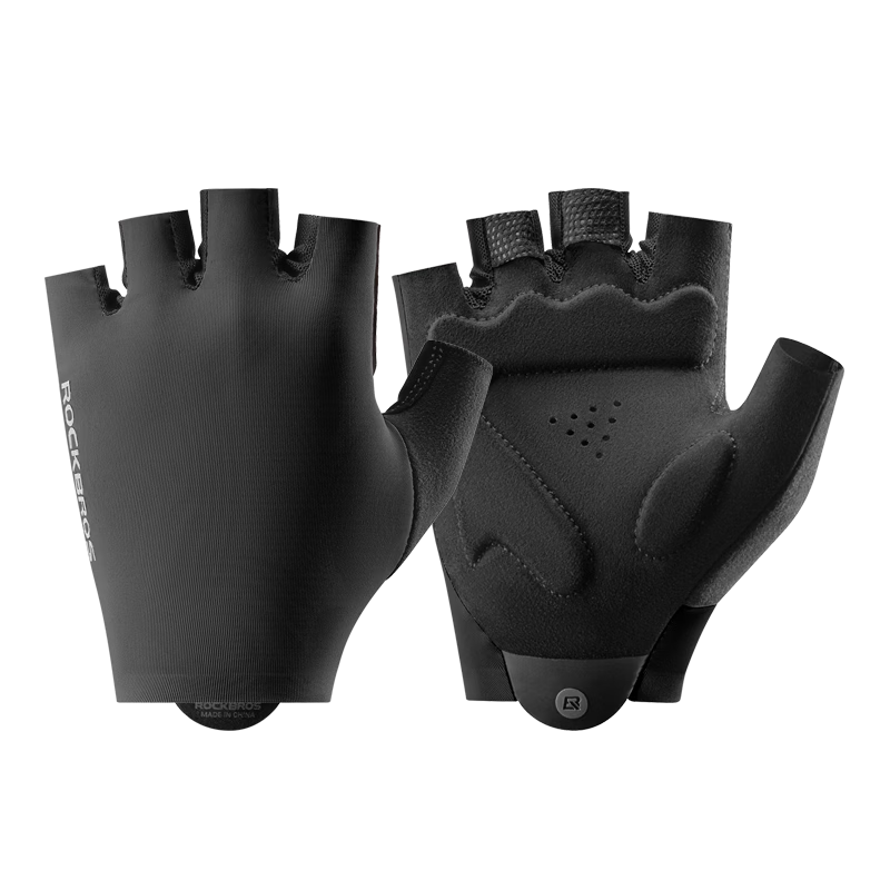 RockBros Cycling Gloves Half Finger Road Mountain Bike Short Finger Non-Slip Shock Absorption Unisex Off-White