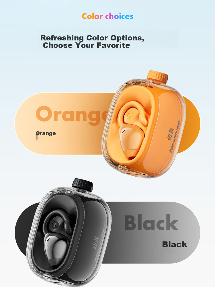 Newmine JM47 Wireless Sports Bluetooth Earphones Clip-On In-Ear Comfortable Gaming Running Calling Noise Cancelling Long Battery Life Beige for Android and Apple Phones 6