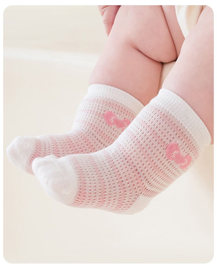 9i9 Baby Socks Summer Thin Mesh Socks Girls Socks Children Socks Newborn Combed Cotton Socks 3 Pairs Pink 1-3 Years 7