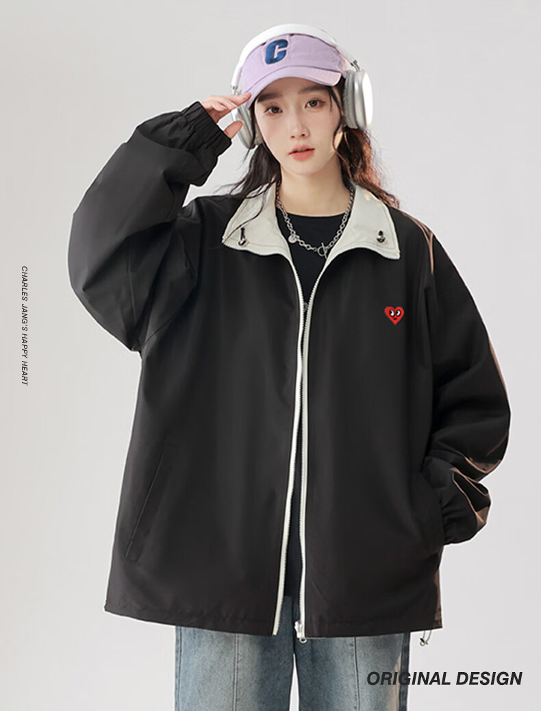 Chaersitaoxin Double-Sided Jacket for Men, Spring And Autumn, Couple's Windproof Coat, Red, Size M 1