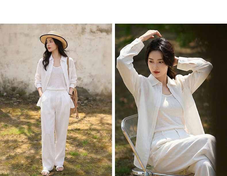 Demana [with Linen Lyocell] Spring Simple Lapel Large Pocket Loose Slimming Concealing Shirt for Women High-End Feel 12