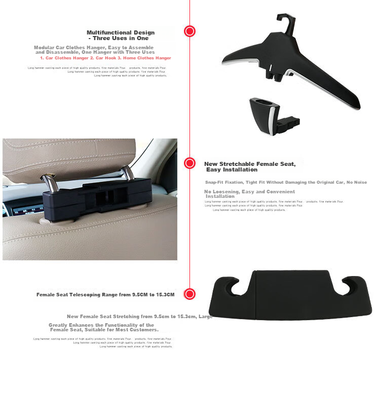 Digalun Car Clothes Hanger Multifunctional Vehicle Seat Back Coat Rack Suit Hanger Hook 7