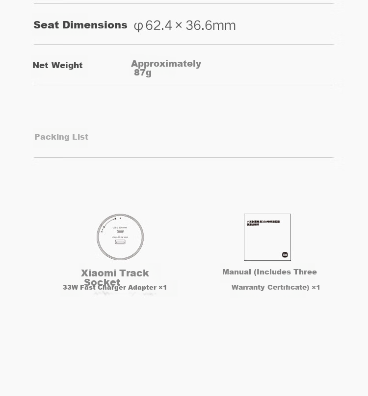 MI Track Socket 33W Fast Charging Adapter Frost White 13