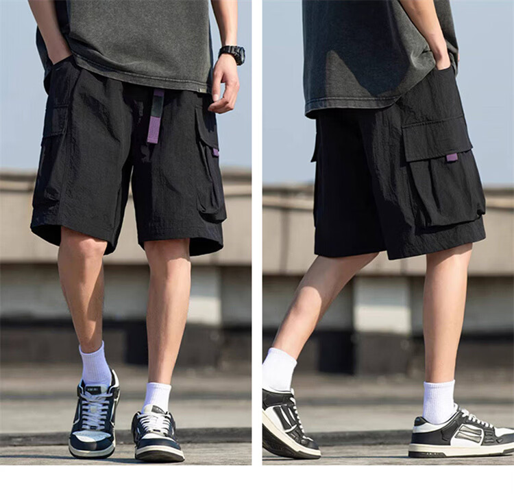 MARK FAIRWHALE American Style Ice Silk Work Shorts Men Summer Trendy Loose Casual Cool Sports Pants Black 4XL 15