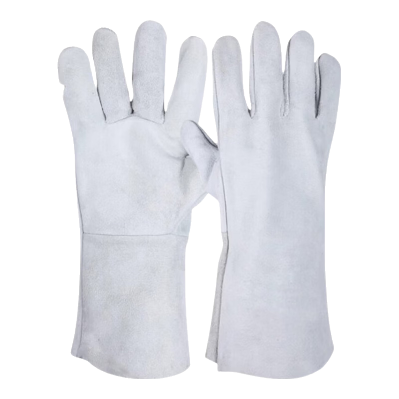 Maozheng Soft Leather Welding Gloves, Cowhide Insulated Heat-Resistant Welding Work Repair Protective Single-Layer Flexible Long Style 34cm