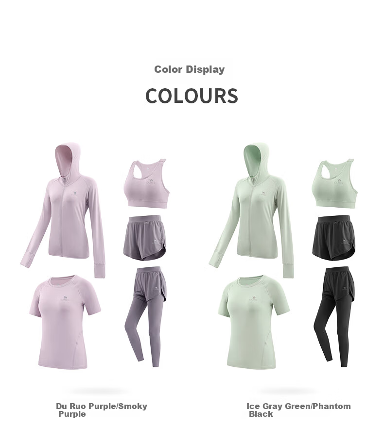 CAMEL Yoga Outfit for Women, Long-Sleeve Autumn And Winter Sportswear, Morning Running Clothes YK22255493, Sky Blue/navy Blue 6