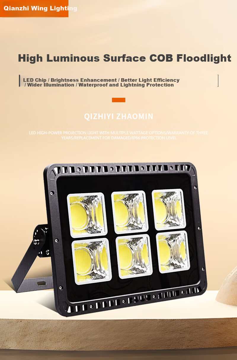 Qianzhiyi LED Floodlight High Power 400W Outdoor Waterproof COB Spotlight for Factory Square Construction Site Warehouse Basketball Court High Brightness Lighting 1