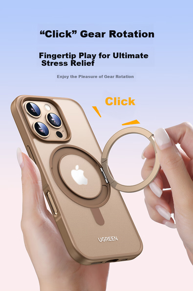 UGREEN 360° Invisible Magnetic Stand Case for iPhone 16 Pro, Matte Anti-Yellowing, Airbag Shockproof, Anti-Fingerprint Protective Cover 6
