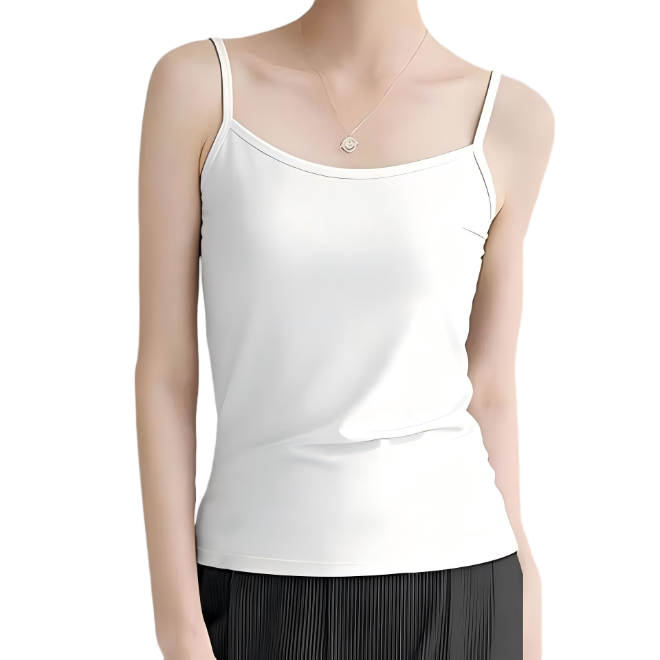 FitonTon Women's Modal 50S Breathable Skin-Friendly High Elastic Slim Fit Summer Wearable White XL Camisole Tank Top