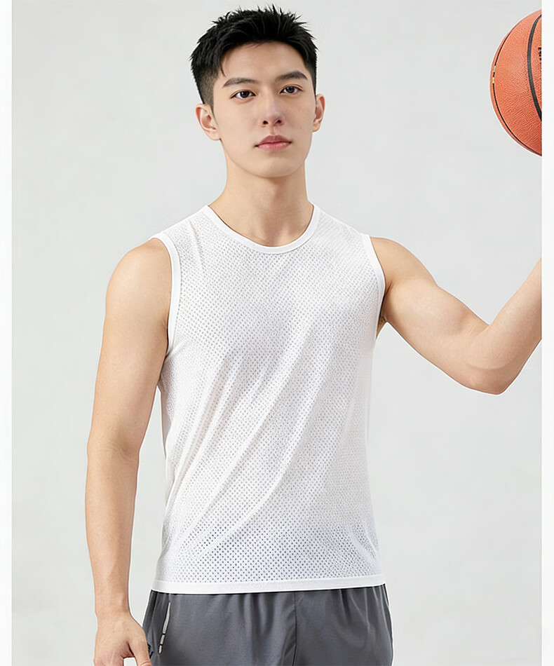 Langsha Men's Ice Silk Vest Summer Thin Mesh Breathable Quick-Dry 2026 New Sleeveless Sports Tank Top Base Layer Shirt 9