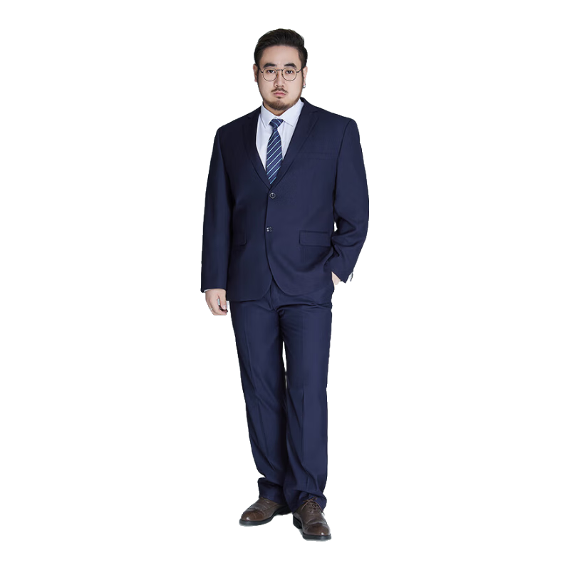 Ayoupang Large Size Suit Set for Men, Business Wedding Groomsman Formal Wear, Navy Blue Suit Pants, 6XL/205