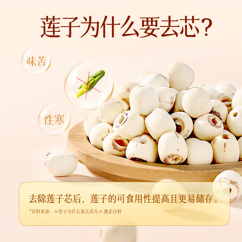 燕之坊 莲子200g 通心磨皮白莲干货去芯湘潭莲子银耳羹红枣百合桂圆 