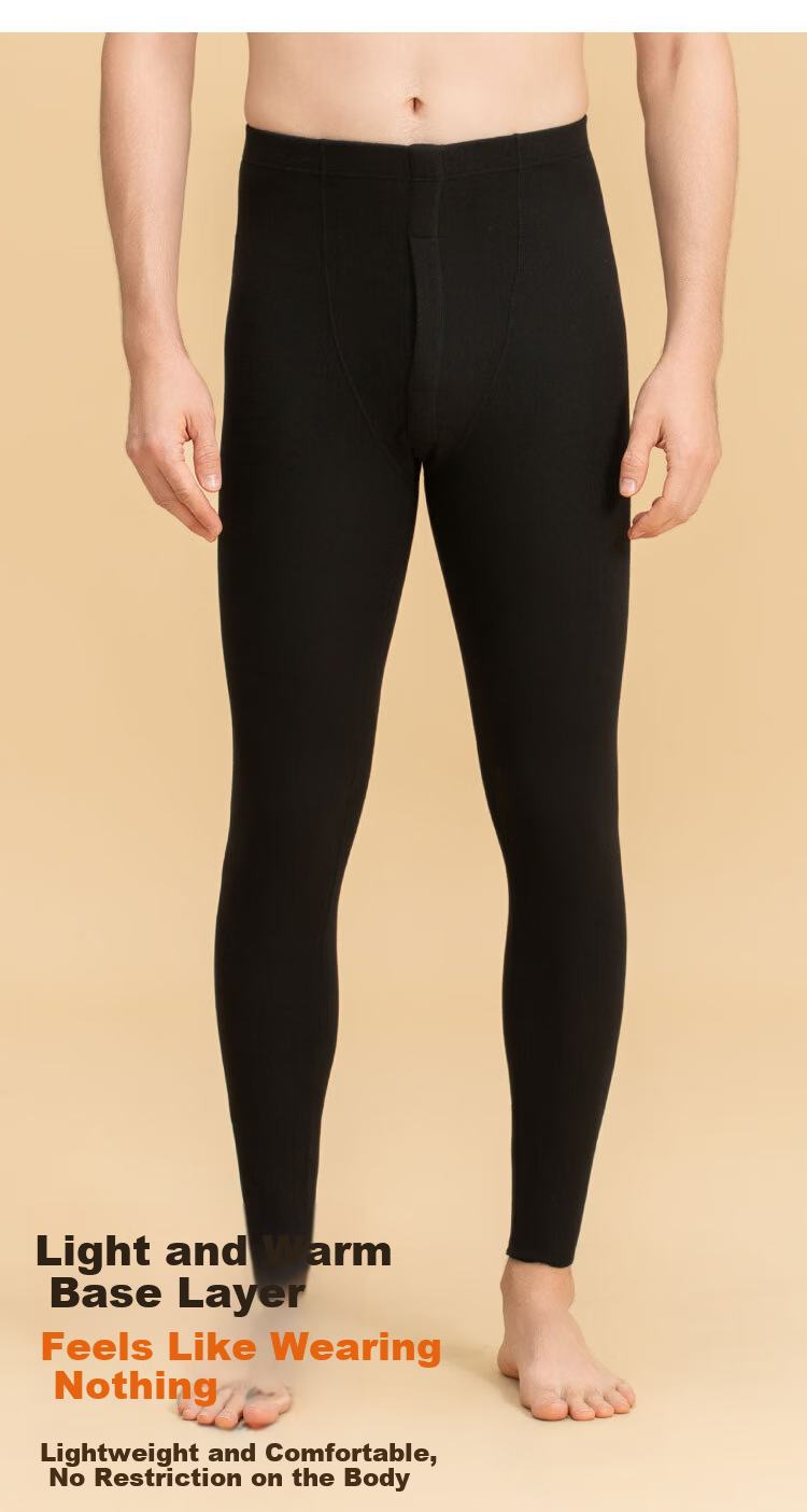 Men's Orange Thermal Long Johns Warm Pants Autumn Winter Goat Cashmere Antibacterial Basic Base Layer Gray Blue 2XL 10