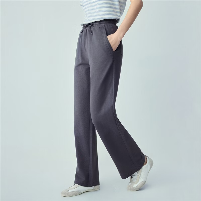 Giordano Women's 2026 Summer Pure Cotton Casual Pants with Patch Pockets Elastic Waist Knit Sweatpants 13416245