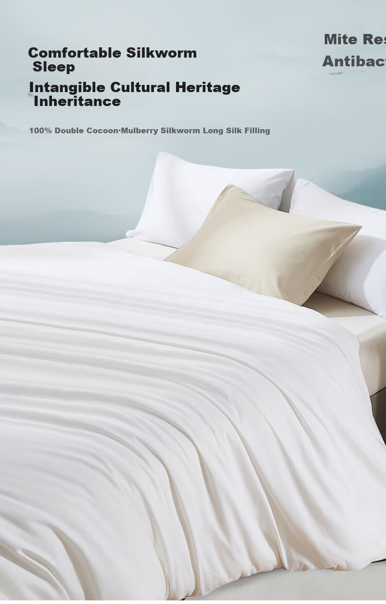 Taihuxue 100% Mulberry Silk Spring And Autumn Comforter, 2*2.3m, Pure Silk Weight 2 Jin (1 Kg), All-Cotton Core, Anti-Mite And Antibacterial Duvet Insert 1