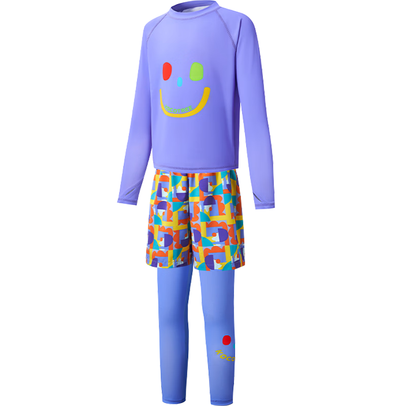 Kocotree KK Tree Kids Swimwear High-Visibility Highlight Swimming Set Boys Girls Long Sleeve Long Pants Sun Protection Three-Piece Set