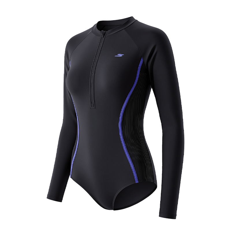 Skechers Women's One-Piece Long Sleeve Swimsuit Conservative Slimming Sun Protection Hot Spring Beach Sports Vacation Swimwear XL