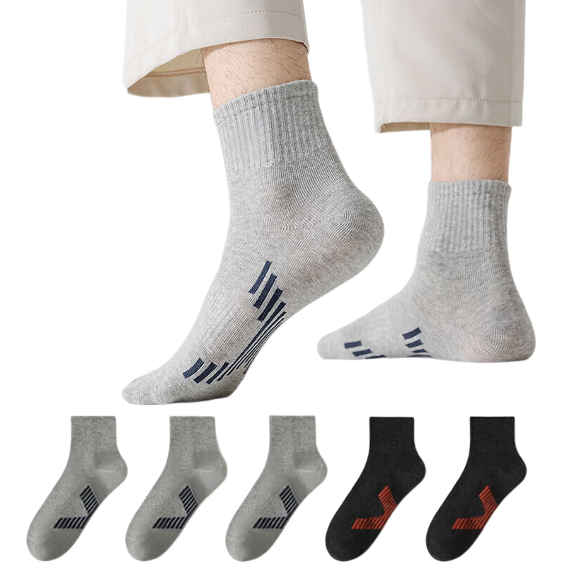 Cotton Thirteen Men's Short Crew Socks Waistband Anti-Slip Breathable Antibacterial Odor-Resistant Sports Trendy Solid Color Spring Summer 10 Pairs