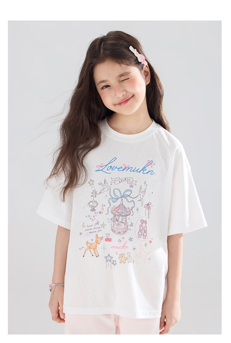 Mucmukn Wish Fairy Snowflake Soft Cotton Loose Hand-Painted Print Short Sleeve T-Shirt Summer Girls' Tee New 11