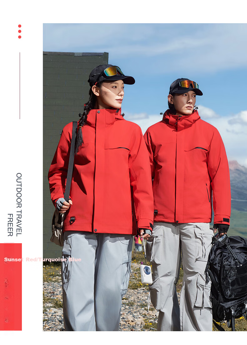 JEEP SPIRIT Men's and Women's Outdoor 3-in-1 Waterproof Windproof Mountaineering Jacket Couple's Dark Night Blue XS 23