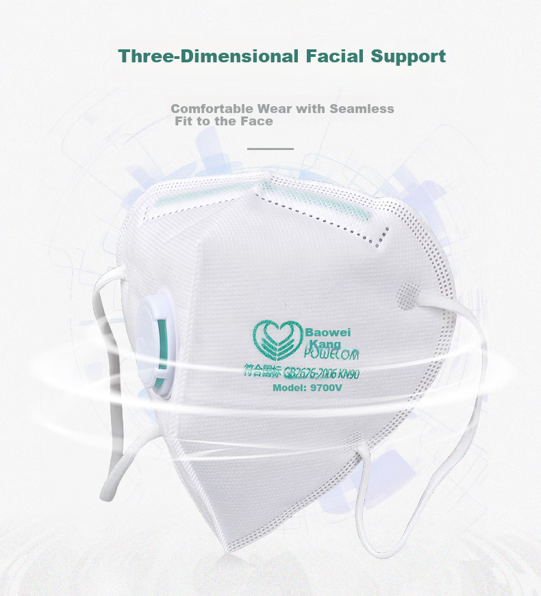 Baowei Kang 9700V Dustproof Mask Earloop KN90 Industrial Dust Particles Pollen Smog PM2.5 Breathable 4