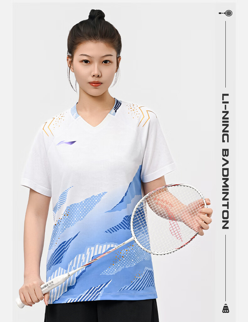 LI-NING Badminton Shirt Unisex International Star Competition Short Sleeve T-Shirt Deep Purple Blue L 4