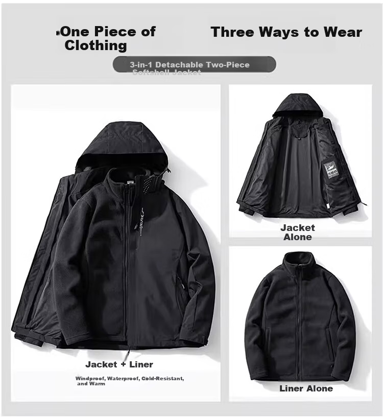 RED DRAGONFLY Men's Autumn Winter Windproof Waterproof Fashion Versatile Outdoor Hiking Mountaineering Jacket Black 2XL 10