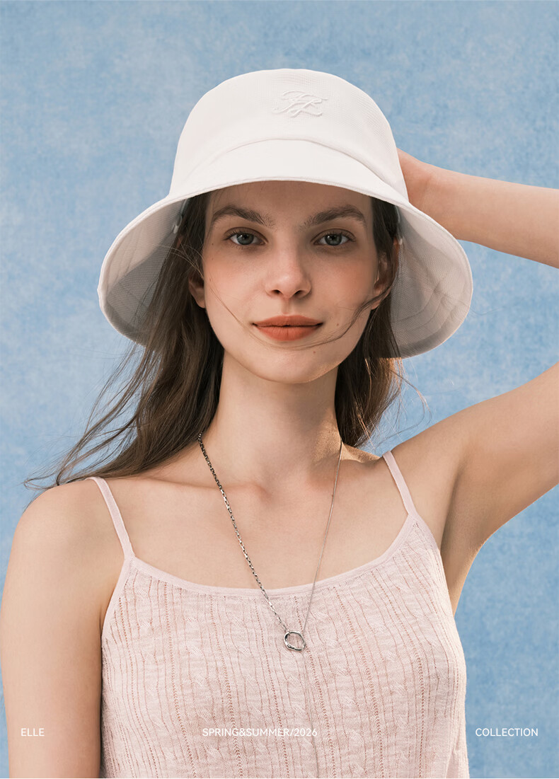 ELLE Waffle Embroidered Fisherman Hat Women's Summer Sun Protection UV Breathable Sunshade Hat Gift 9