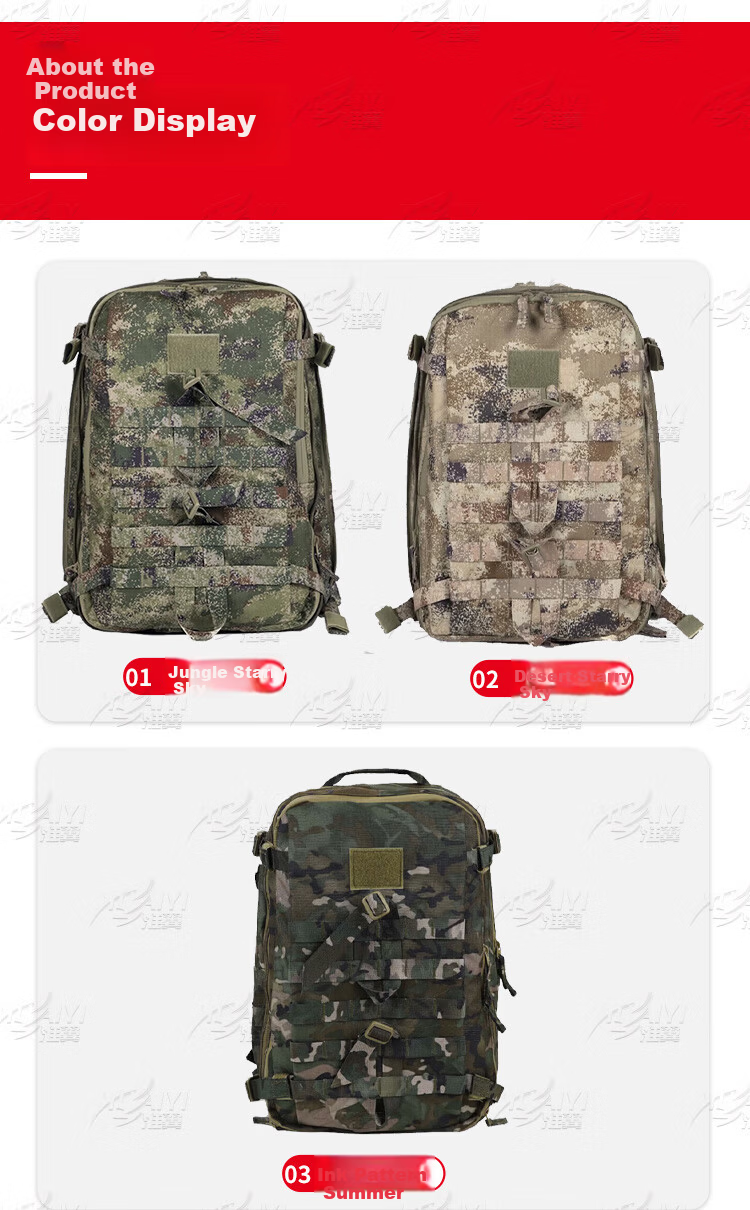 Huaiyi Camouflage Assault Backpack Outdoor Tactical Double Shoulder Training Mountaineering Bag Jungle Starry Sky [Jing Warehouse] 3