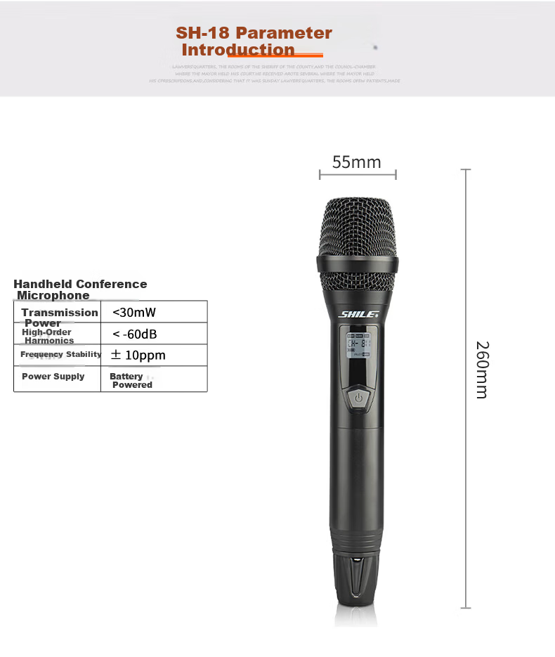 SHILE Dual Wireless Conference Microphone Desktop Short Rod Square Tube Mic Podium Anti-Interference Auto Frequency Matching Anti-Howling SH-18 with Rod 12