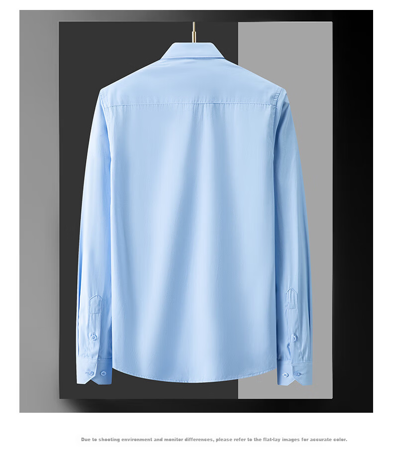 Woodpecker Plain Solid Color Men's Summer Business Wrinkle-Free Dress Shirt Suit Groomsman Long Sleeve White 41 16