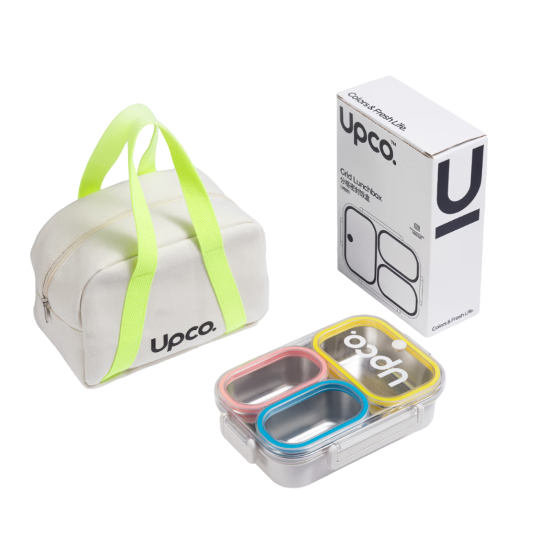 BBFRESH Stainless Steel Divided Lunch Box Microwaveable Student Office Worker Dopamine 3-Compartment Sealed Bento Box