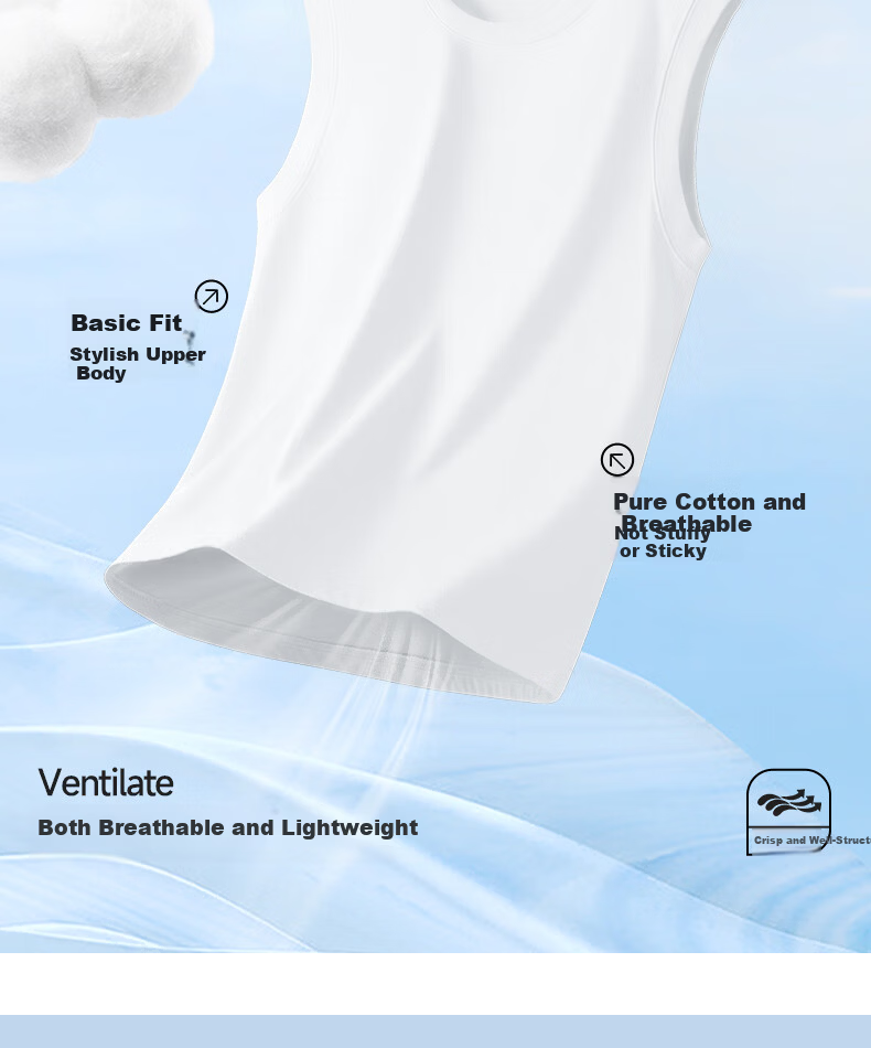 JEEP SPIRIT Men's Summer Cotton Loose Breathable Casual Sleeveless T-Shirt White 3XL 8