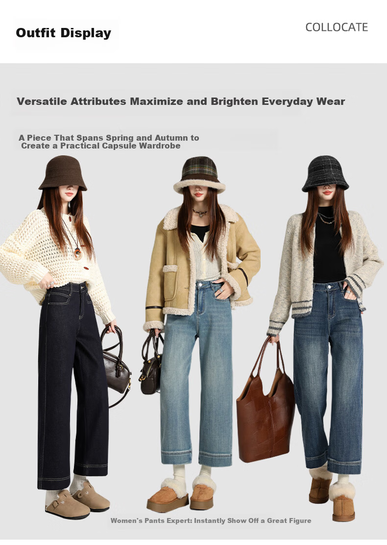 Borui Women's Loose Stretch High-Waist Cropped Straight-Leg Jeans 2026 New Spring Autumn Casual Pants for Petite 10