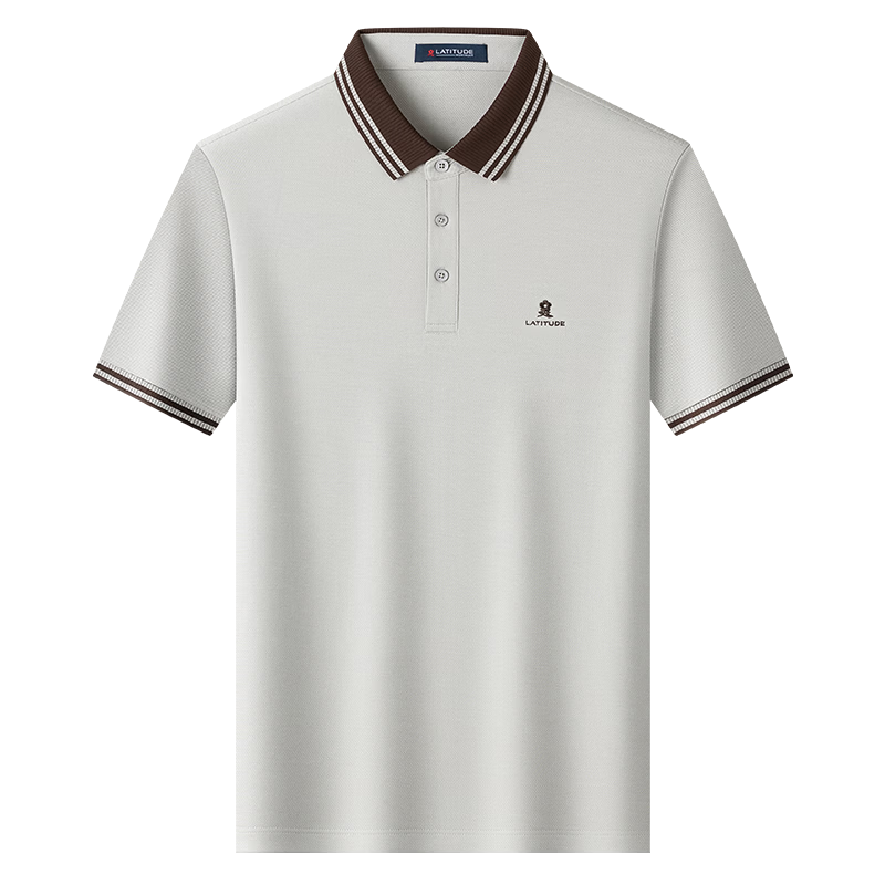 MONTAGUT Men's Short Sleeve Polo Shirt Summer Turn-down Collar 5A Antibacterial Liquid Ammonia Cotton Casual Versatile T-Shirt Silver Frost Gray 4XL /58