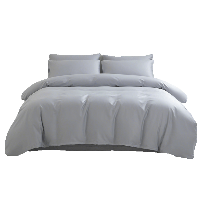 SOMERELLE A-Class Solid Color 60-Count Cotton Four-Piece Bedding Set 100% Combed Long-Staple Cotton Bed Linen 1.5m Fitted Sheet Set Light Gray