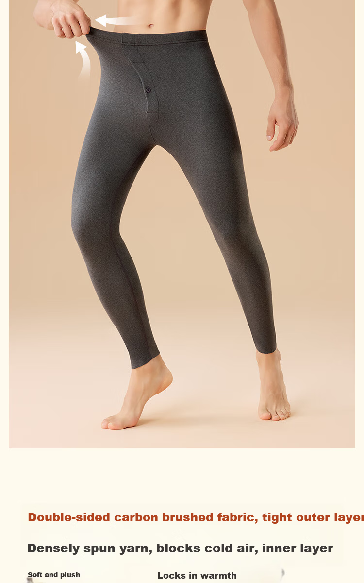 MiiOW Men's Thermal Underwear Fleece Lined Thickened Warm Pants Loose Fit Autumn Winter Plus Size Men's Long Johns 11