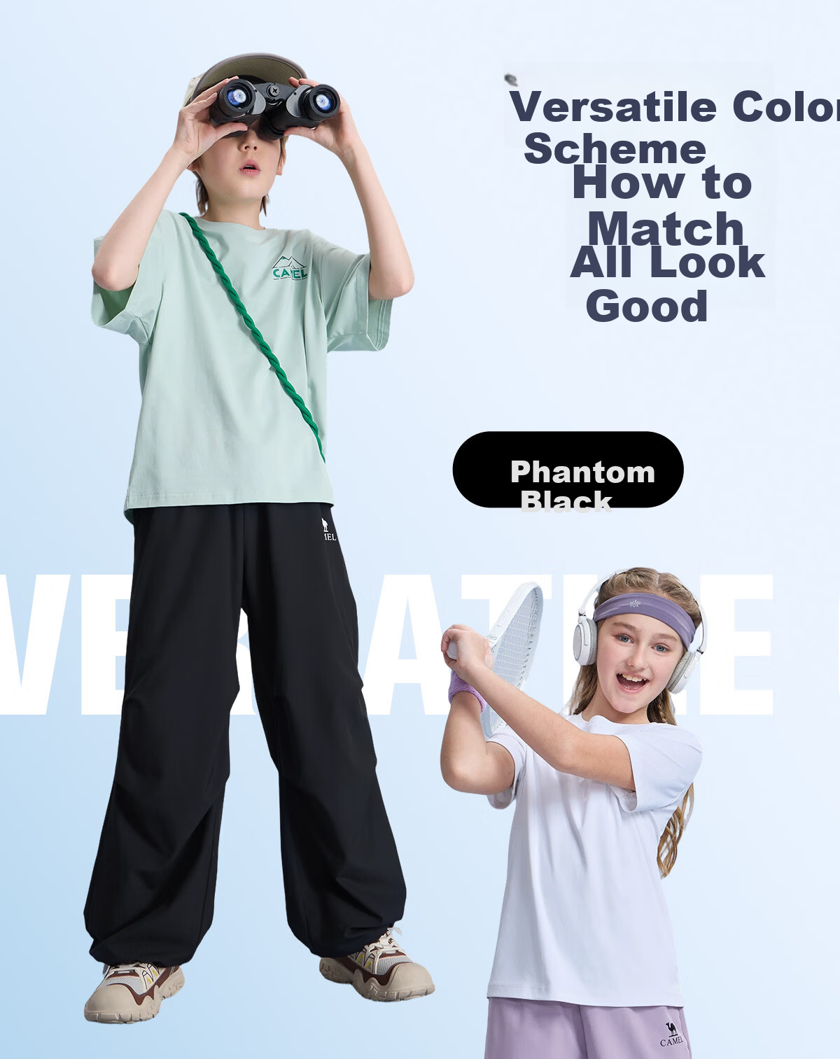 Camel Kids Casual Pants Spring Summer Cool Wide-Leg Cargo Pants Paratrooper Mosquito-Repellent Long Pants for Older Children 17