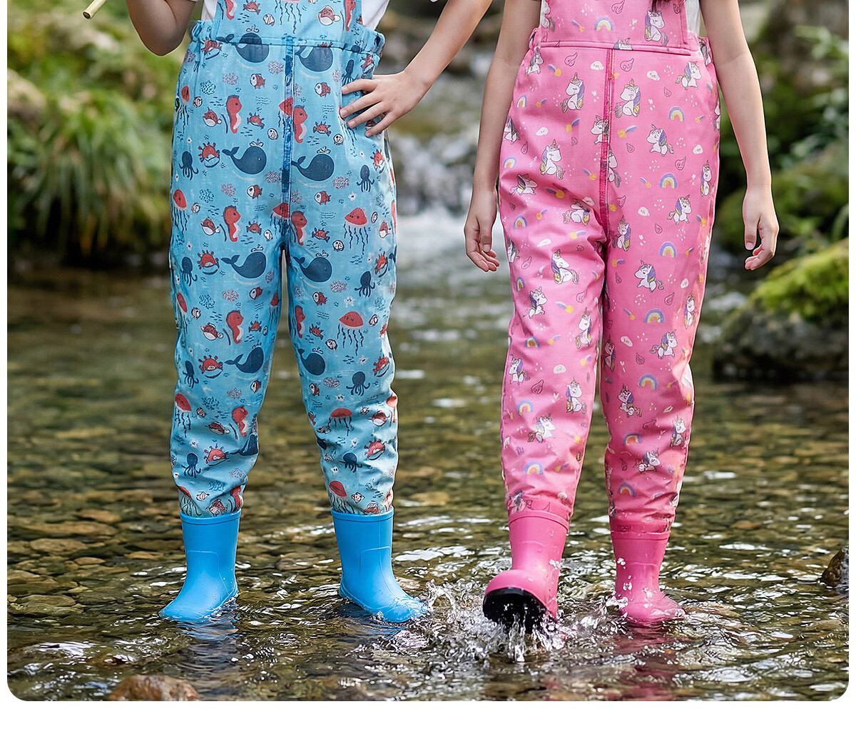 361° Kids Waterproof Wading Pants One-Piece Water Shoes New Stream Trekking Outdoor Fishing Water Play Pants 3
