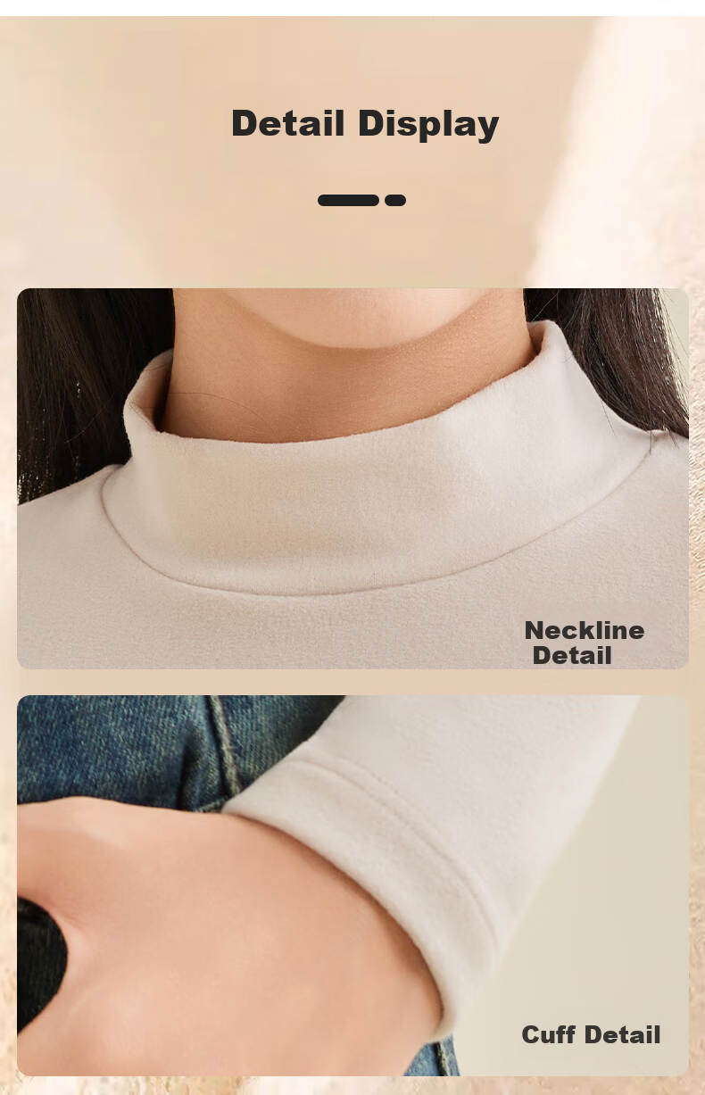 BOPRUIEY Camellia Oil Moisturizing Semi-Turtleneck Base Shirt 10A Antibacterial Mite-Repellent Women's Thermal High Elastic Soft Slim Fit Top 18