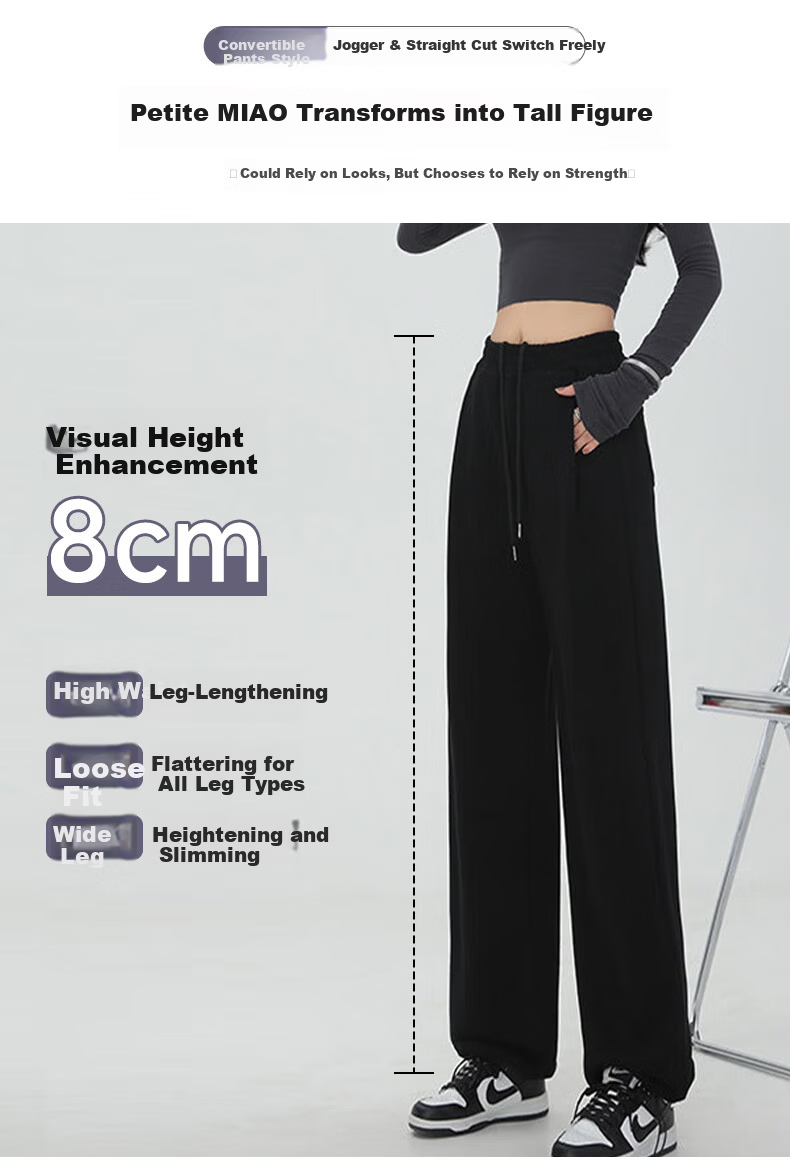 FitonTon Women's American Style Sports Pants 2026 Spring Autumn High Waist Loose Draped Casual Wide Leg Jogger Windproof Sweatpants 8