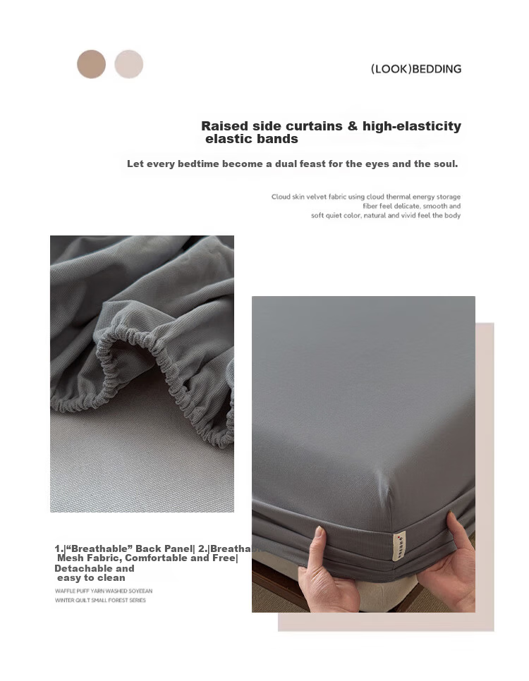 MUJI A-Class 100% Cotton Fitted Sheet Single Piece Mattress Protector Non-Slip Full Cotton All-Inclusive Bed Cover 1.8x2m 10