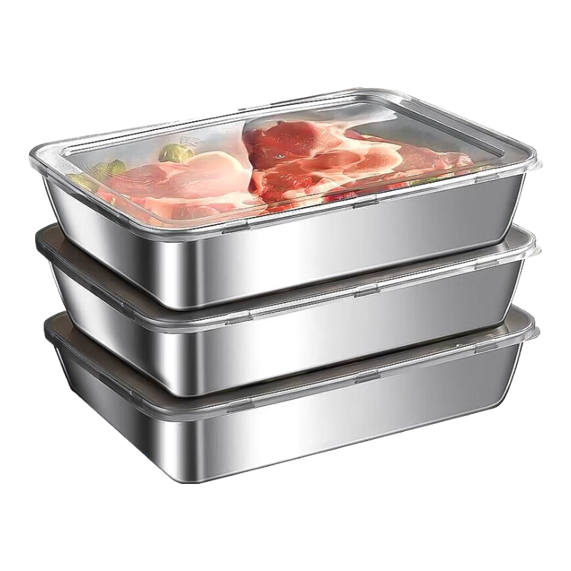 Jingmao Stainless Steel Food Storage Container, Square Tray for Refrigerator And Freezer, Camping Meal Box, Dumpling Divided Container, Specialized Utensil
