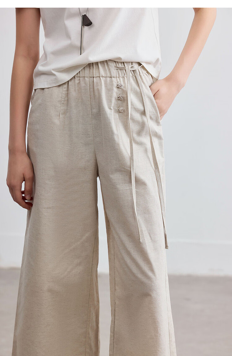 Demana [With Linen Cotton] Summer Vintage Side Tie Nine-Point Straight Loose Slim Petite Women's Casual Pants 21