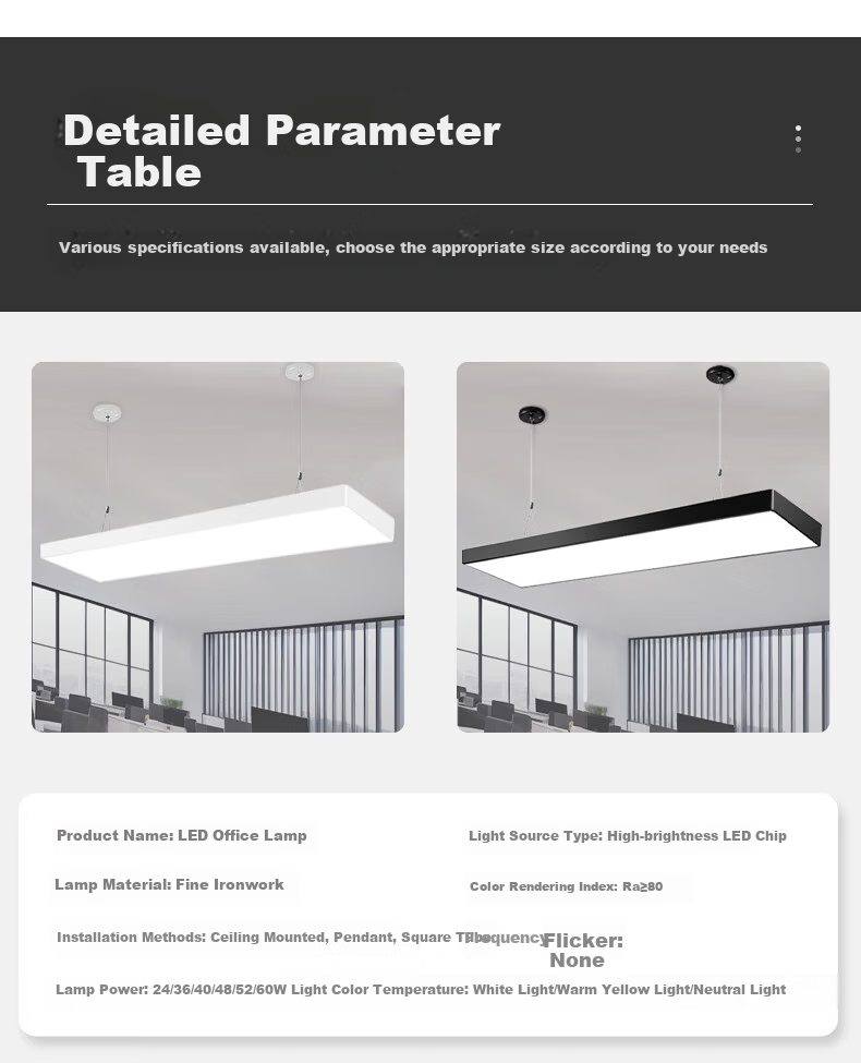 Biuyum LED Linear Light Conference Room Office Pendant Light Commercial Building Square Tube Light Black Right Angle White Light 40W 1200*95*40mm [1 Piece] 4