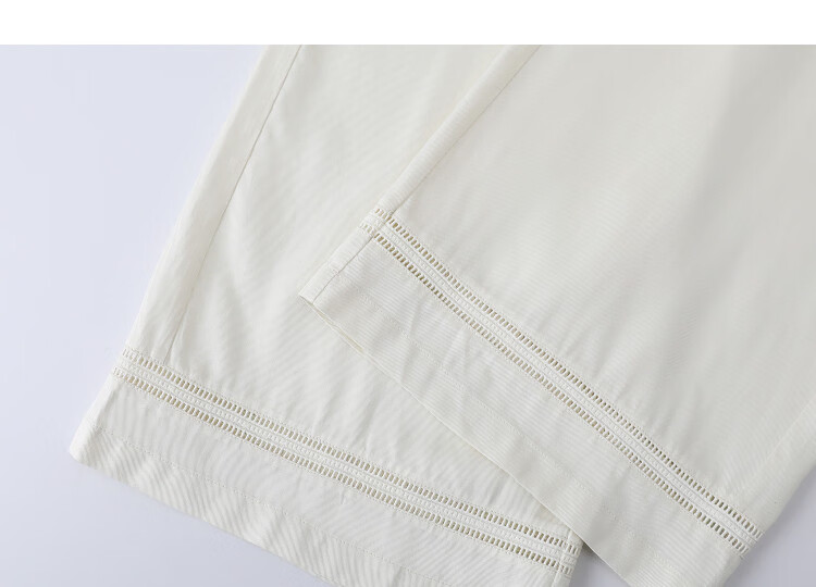 Demana [100 Lyocell] Summer Cropped Pants Simple Style Lace Splicing Straight Loose Slim Casual Pants for Women 12